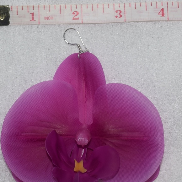 Fuchsia Phalaenopsis Orchid True Touch Artificial Earrings. - Picture 10 of 11